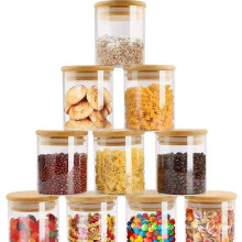 High Quality Borosilicate Spice Glass Jar Food Storage Containers with Bamboo Lid